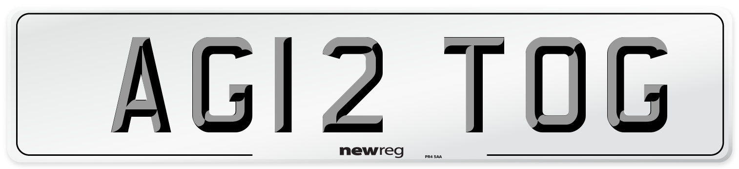 AG12 TOG Number Plate from New Reg